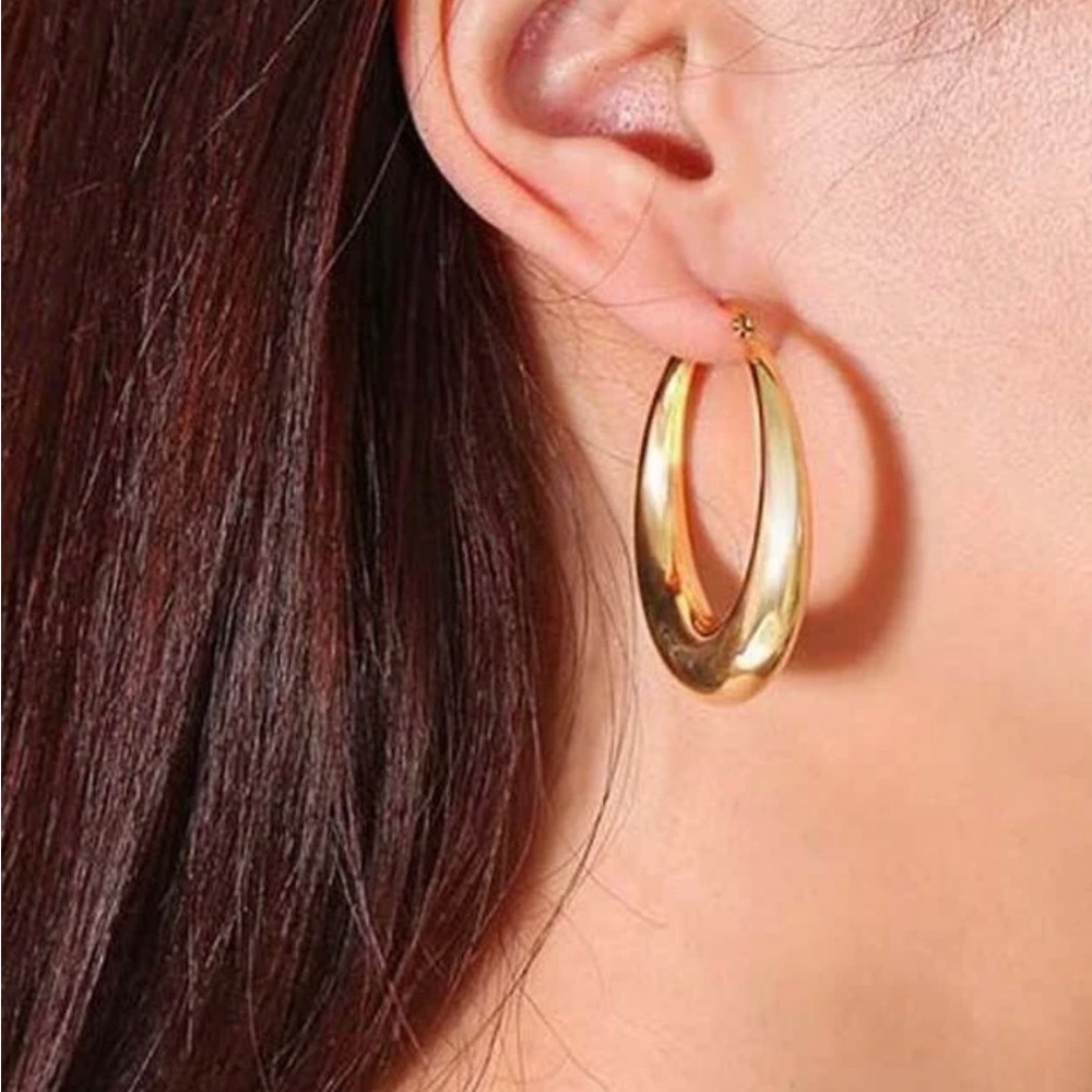 18 k gold plated Thick Chunky Hoop Earrings